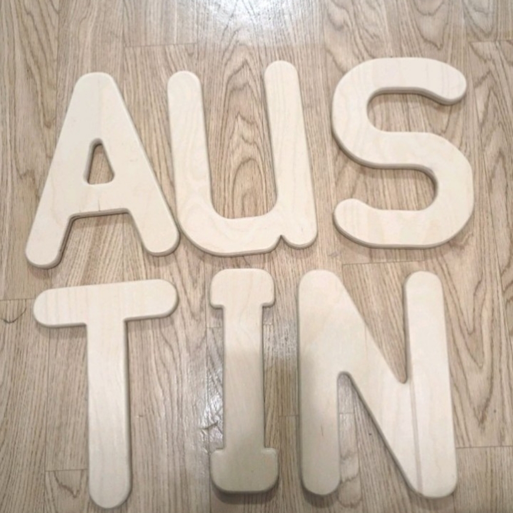Handmade Hand Carved 8" Wood Letters "Austin" Crafts DIY Unfinished